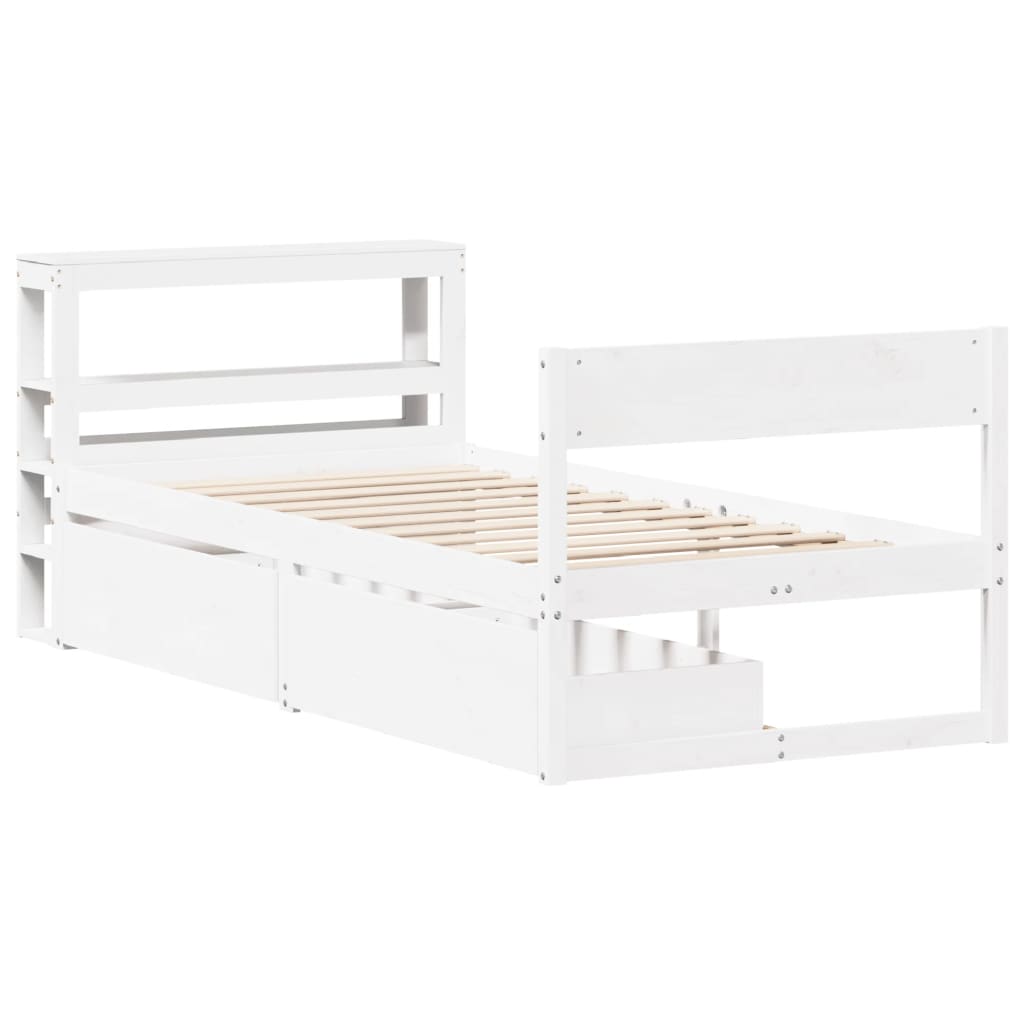 Bed Frame without Mattress White 90x190 cm Single Solid Wood Pine